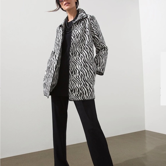 Chico’s Coat Jacket Women’s Size 2 (Large 12) Petite Black & White Beautiful EUC - Picture 3 of 11